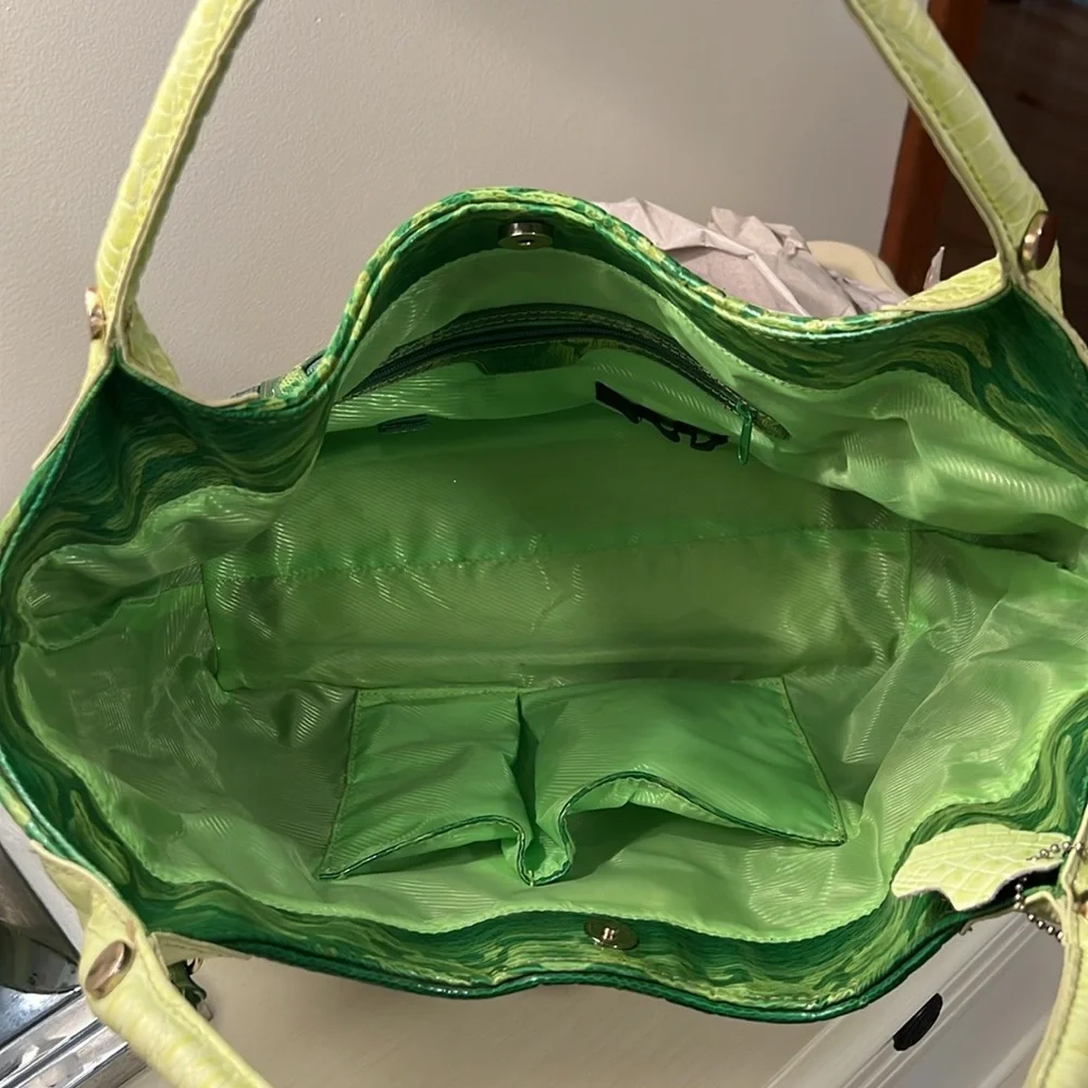 M.C. Marc Chantal Striped Green and Blue Shoulder Bag - Picture 5 of 8